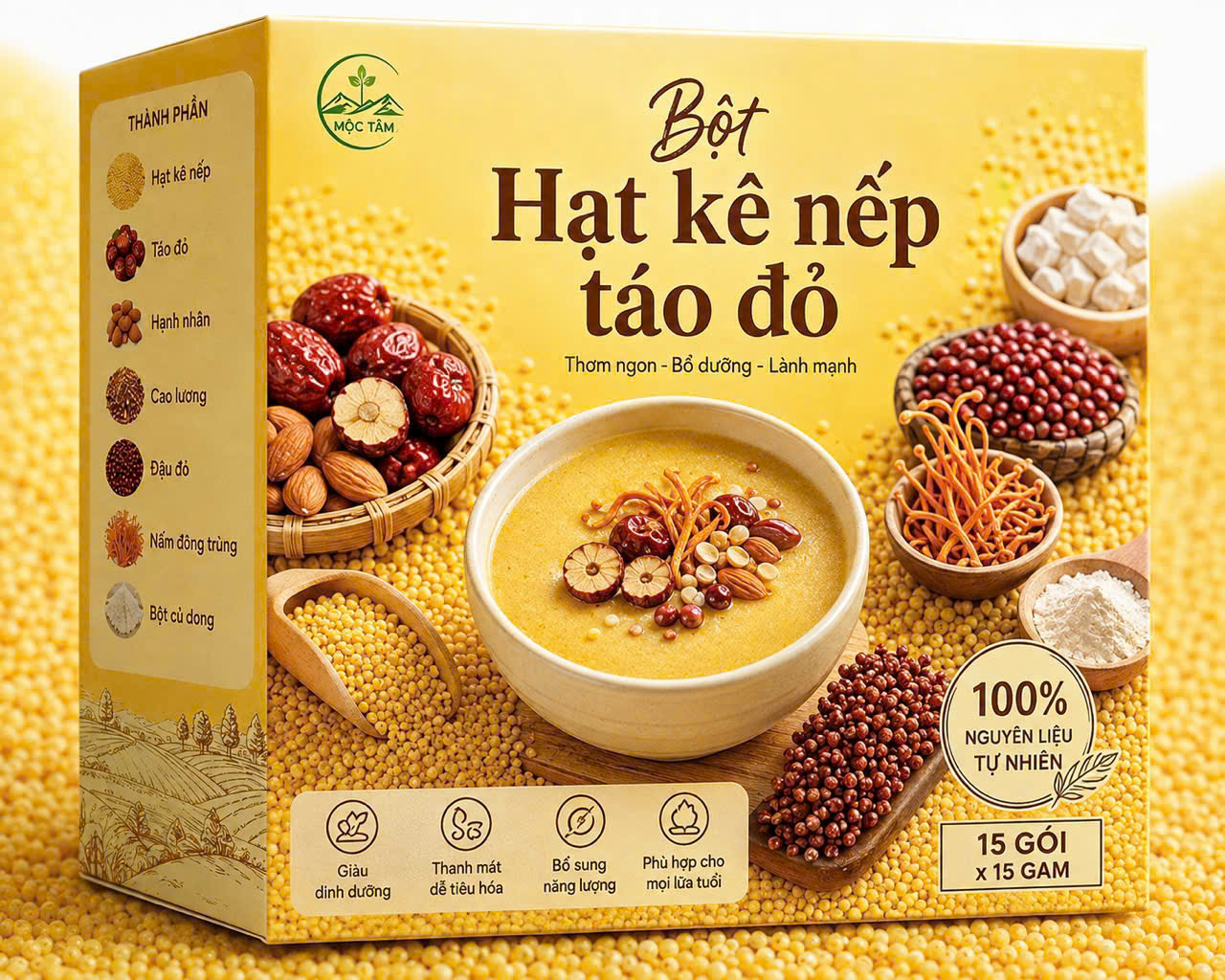 Bột Hạt Kê Nếp Táo Đỏ Mộc Tâm
