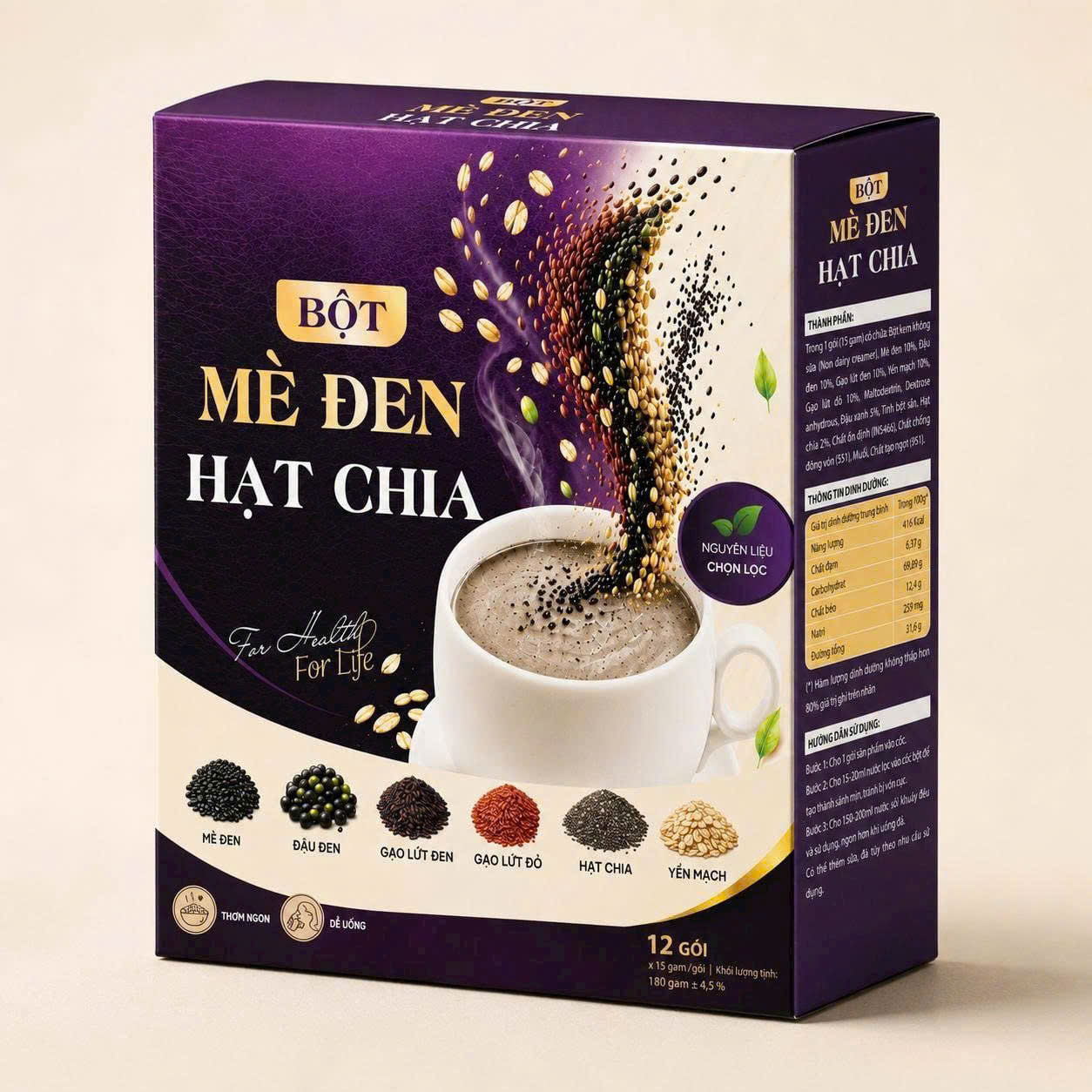 Bột Mè Đen Hạt Chia Mộc Tâm